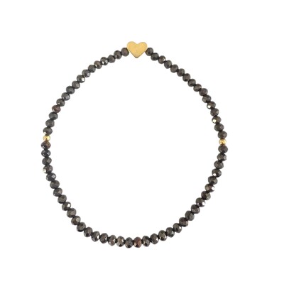 Foto Pulseira Cristal no Silicone com Coração de Hematita em Dourado