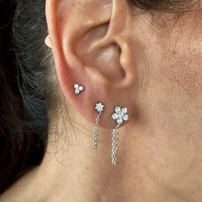 FotoBrinco 3 Zircônias Juntas em Prata 925