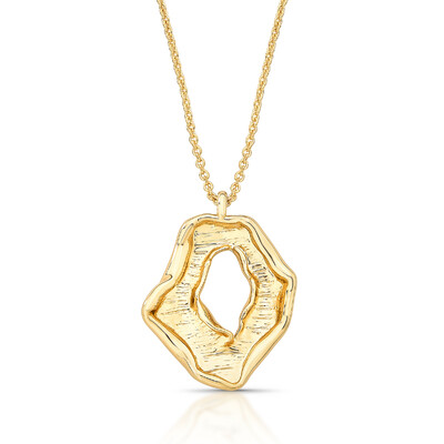 Foto Colar Longo com Pingente Orgânico Vazado em Dourado