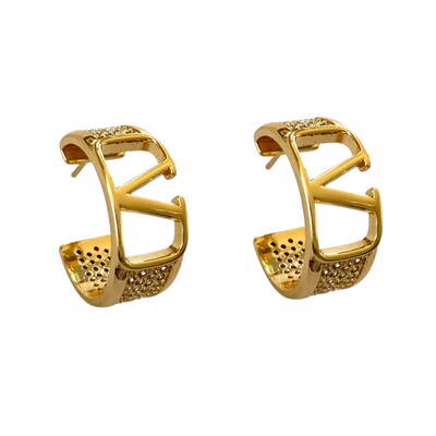 Foto Brinco Argola V Cravejado com Zircônias em Dourado