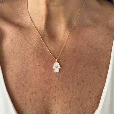 FotoColar Mão Hamsa Madrepérola em Dourado