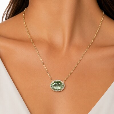 FotoColar Pingente Oval Acquamarine em Dourado