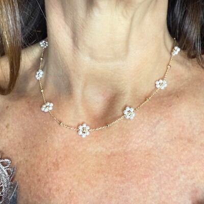 FotoColar com Florzinhas de Pérolas em Dourado