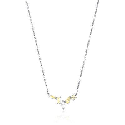 Foto Colar Pingente com 4 Citrinos de Diferentes Formatos e 1 Gota Zircônia em Prata 925