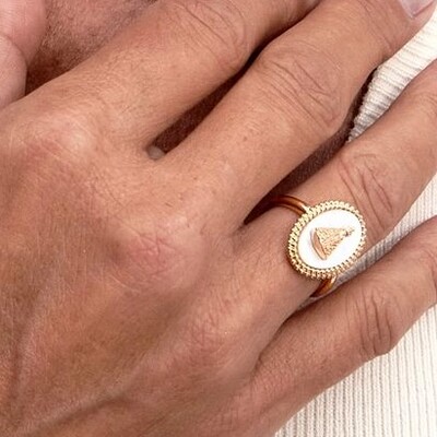 FotoAnel Nossa Sra Aparecida Madrepérola em Dourado
