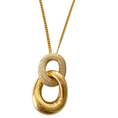 Foto Colar Elo Liso e Cravejado com Zircônias em Dourado