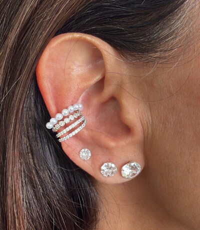 FotoPiercing Fake Largo com Perolinhas e Zircônias