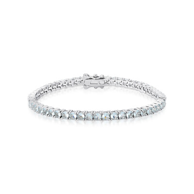 Foto Pulseira Riviera Caixa Quadrada Água Marinha Fusion em Ródio