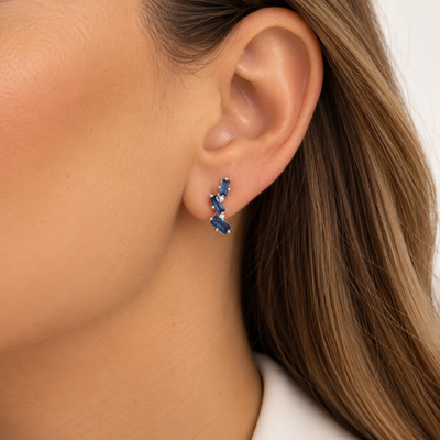 Foto Brinco Earcuff Baguetes Safiras em Rodio