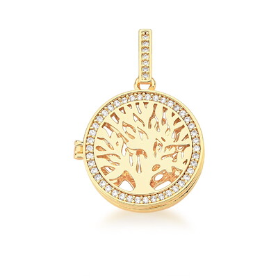 Foto Colar Relicário Árvore da Vida Cravejado com Zircônias Dourado