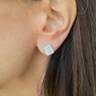 FotoBrinco Retangular de Zircônia em Prata 925