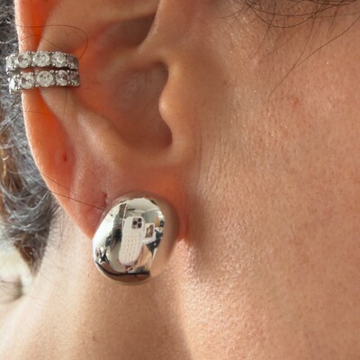 FotoBrinco Oval Liso Polido em Ródio