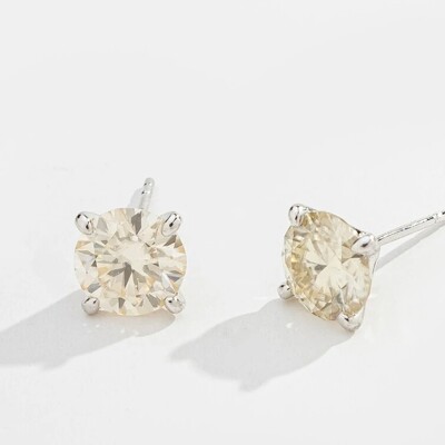 Foto Brinco Solitário Moissanite 8mm 2CT em Prata 925