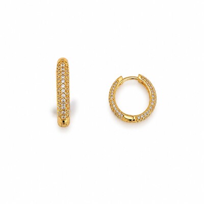 Foto Brinco Argolinha M Cravejado Dourado