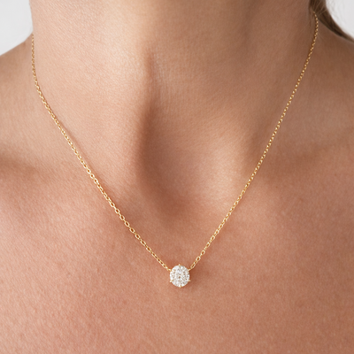 FotoColar Moissanite Solitário 6Garras 6,5MM 1,0CT em Prata 925 e Banho de Ouro 18K