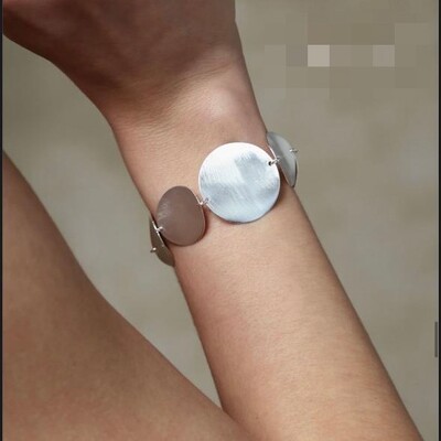 Foto Pulseira Placas Grandes em Ródio