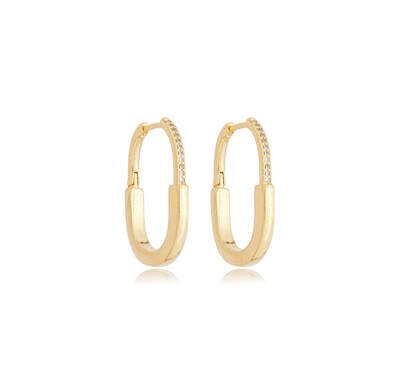 Foto Brinco Argola Locker com Zircônias em Dourado