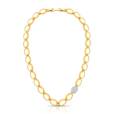 Foto Colar Gomos Lisos e Cravejados com Zircônias em Dourado