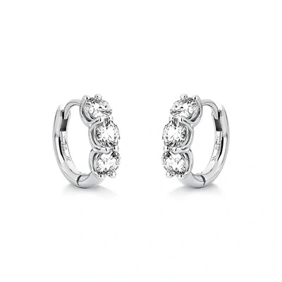 Foto Brinco Moissanite Argola 3 Pedras 1.2CT em Prata 925