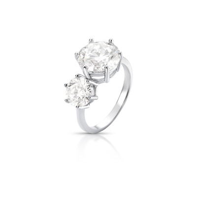 Foto Anel Duas Pedras Moissanite 3 CT em Prata 925 com Certificação GRA