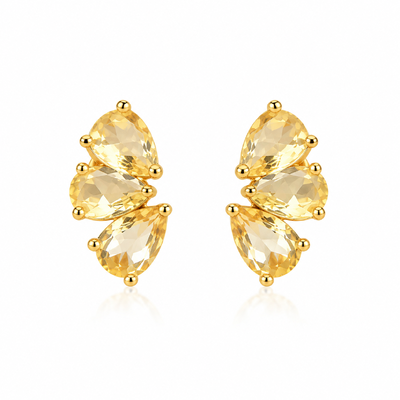 Foto Brinco Earcuff Gotas de Citrino em Dourado