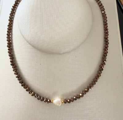 Foto Colar Chokker Cristal Colors com Pérola em Dourado