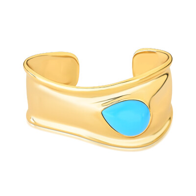 Foto Bracelete Onda com Turquesa em Dourado