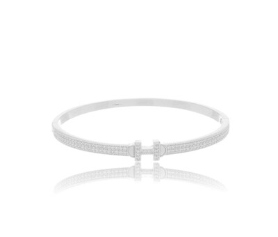 Foto Bracelete H Cravejado com Zircônias em Ródio