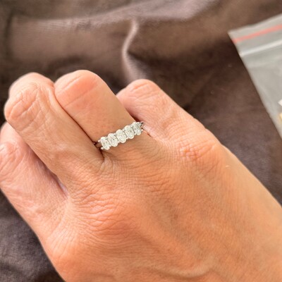 FotoAnel 5 Moissanites Oval 1.3CT em Prata 925