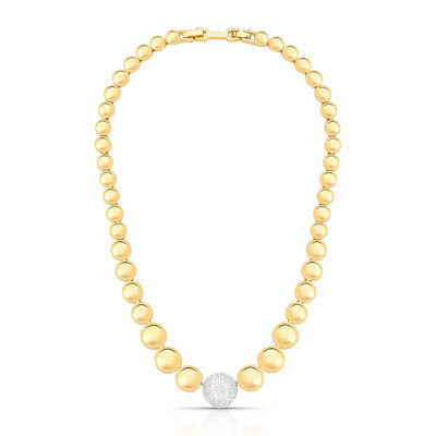 Foto Colar Esferas Lisas e Cravejada com Zircônias em Dourado
