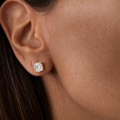 FotoBrinco Moissanite 7,5MM 3.0CT em Prata com Banho Ouro 18K