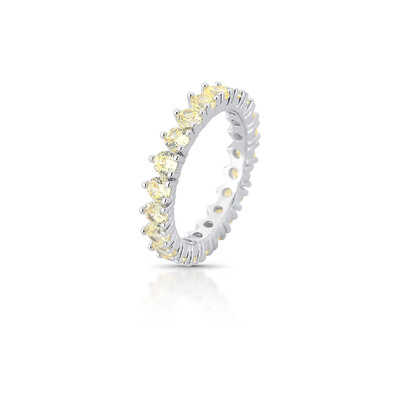 Foto Aliança Inteira de Citrino 3 Pontas em Rodio