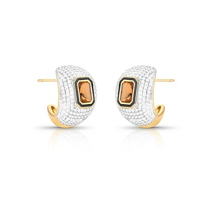 Foto Brinco 1/2 Argola Cravejada com Zircônias e Morganita em Dourado