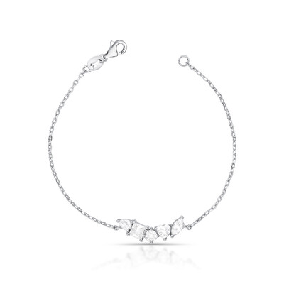 Foto Pulseira Fina pingente com Zircônias em Prata 925