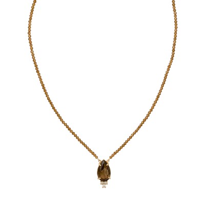 Foto Colar Quartzo Fume Natural com Gota e Zirconia