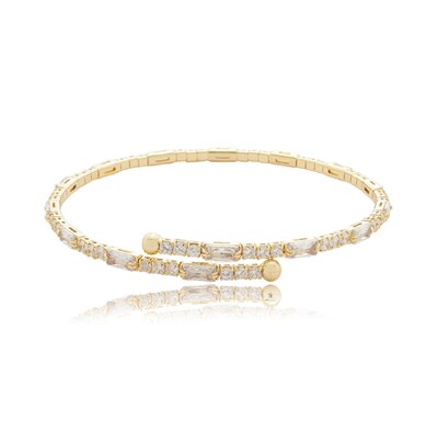 Foto Bracelete Aberto com Zircônias Baguetadas em Dourado