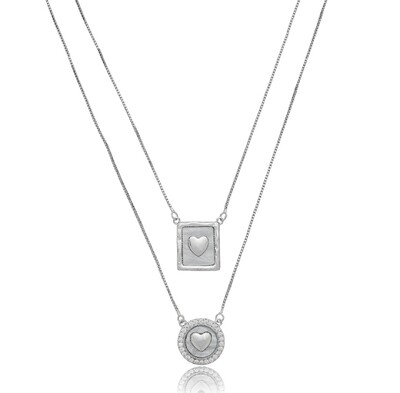 Foto Escapulário Corações na Madrepérola em Ródio