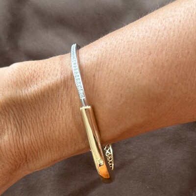 FotoBracelete Locker Dourado e Ródio com Zircônias