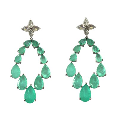 Foto Brinco Grande Gotas Paraíba Fusion e Zircônias em Ródio