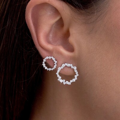 FotoBrinco Moissanite Círculo Vazado 0,15CT em Prata 925