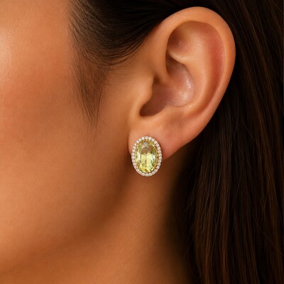 FotoBrinco Princesa Oval Acquamarine em Dourado