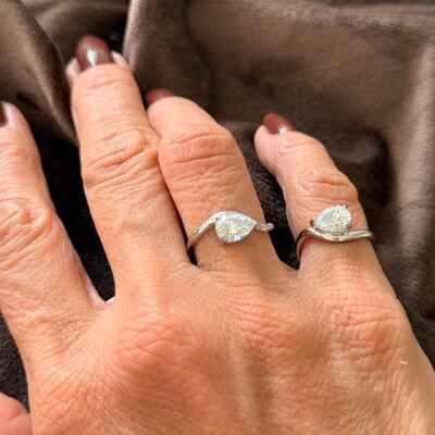 FotoAnel Moissanite Gota 1.23CT em Prata 925