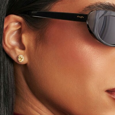 Foto Brinco Morganita Oval com Zircônias em Dourado