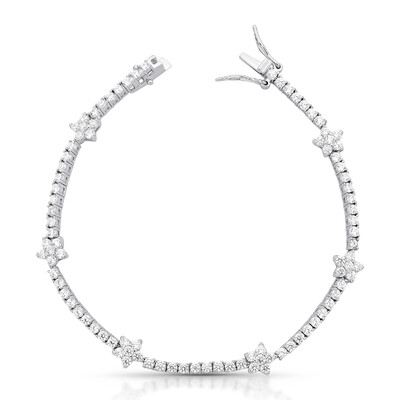 Foto Pulseira Riviera com Flores de Zircônias em Prata 925