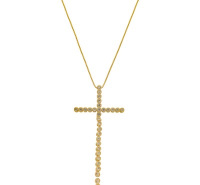 Foto Colar Cruz Maleável com Zircônias em Dourado
