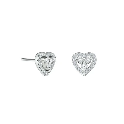 Foto Brinco Coração Zircônias em Prata 925