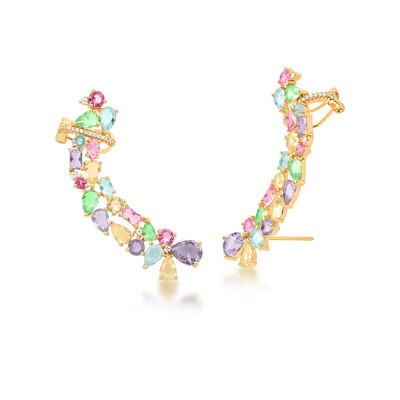 Foto Brinco Earcuff com Pedras Colors em Dourado
