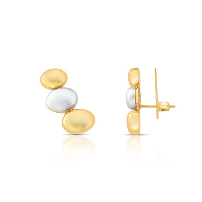 Foto Brinco Earcuff 3 Peças Escovadas Ródio e Dourada