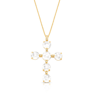 Foto Colar Cruz Cristal em Dourado