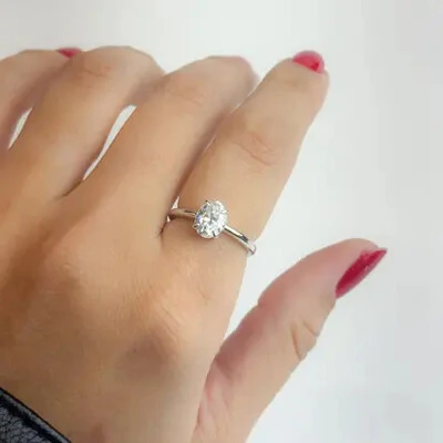 FotoAnel Moissanite Oval 5X7MM 1,0CT em Prata 925